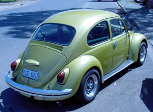 Rear view of 1970s Beetle.